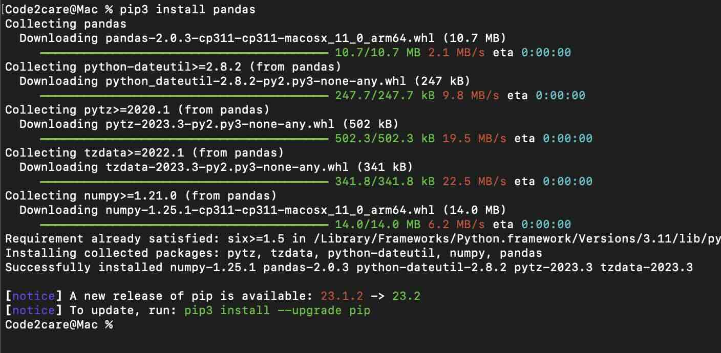 installing Pandas Module using Pip3